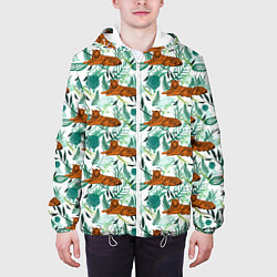 Куртка с капюшоном мужская Цветы и Тигр Паттерн, цвет: 3D-белый — фото 2
