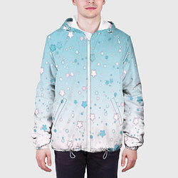 Куртка с капюшоном мужская Милые звездочки узор, цвет: 3D-белый — фото 2