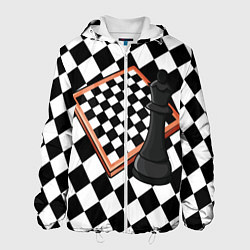 Куртка с капюшоном мужская Шахматы, цвет: 3D-белый