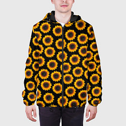 Куртка с капюшоном мужская ПОДСОЛНУХИ РАСТЕНИЯ, цвет: 3D-черный — фото 2