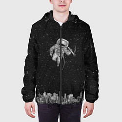 Куртка с капюшоном мужская Космонавт Над Городом, цвет: 3D-черный — фото 2