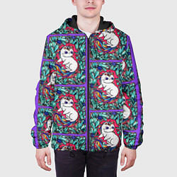 Куртка с капюшоном мужская Маленькие Единорожки, цвет: 3D-черный — фото 2