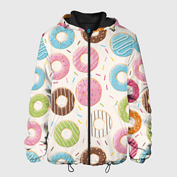 Куртка с капюшоном мужская Пончики Donuts, цвет: 3D-черный