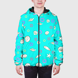 Куртка с капюшоном мужская Морские моллюски, цвет: 3D-черный — фото 2
