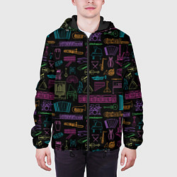 Куртка с капюшоном мужская Музыкальные Инструменты, цвет: 3D-черный — фото 2