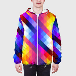 Куртка с капюшоном мужская Пиксельная радуга, цвет: 3D-белый — фото 2