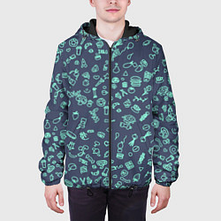 Куртка с капюшоном мужская Еда Синий, цвет: 3D-черный — фото 2
