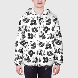 Куртка с капюшоном мужская Акварельные панды паттерн, цвет: 3D-белый — фото 2