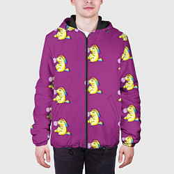 Куртка с капюшоном мужская Фиолетовые пони, цвет: 3D-черный — фото 2