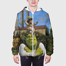 Куртка с капюшоном мужская Шрек, Кот и Осёл, цвет: 3D-белый — фото 2