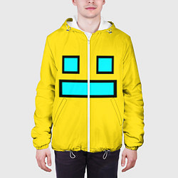 Куртка с капюшоном мужская Geometry Dash Smile, цвет: 3D-белый — фото 2