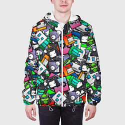 Куртка с капюшоном мужская Geometry Dash: Pattern Z, цвет: 3D-белый — фото 2