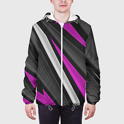 Куртка с капюшоном мужская Спортивные линии, цвет: 3D-белый — фото 2