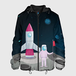 Куртка с капюшоном мужская Астронавт покоряет космос, цвет: 3D-черный