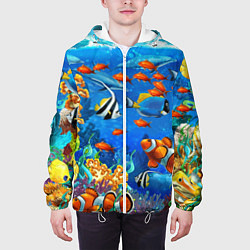 Куртка с капюшоном мужская Коралловые рыбки, цвет: 3D-белый — фото 2