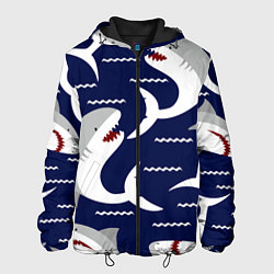 Куртка с капюшоном мужская Акулы, цвет: 3D-черный
