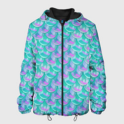 Куртка с капюшоном мужская Чешуя Хвост русалки, цвет: 3D-черный