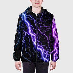 Куртка с капюшоном мужская НЕОНОВАЯ МОЛНИЯ ГРОЗА, цвет: 3D-черный — фото 2