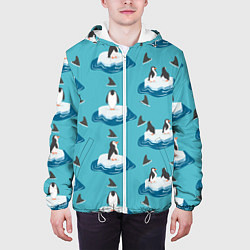 Куртка с капюшоном мужская Пингвины, цвет: 3D-белый — фото 2