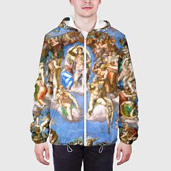 Куртка с капюшоном мужская Микеланджело страшный суд, цвет: 3D-белый — фото 2