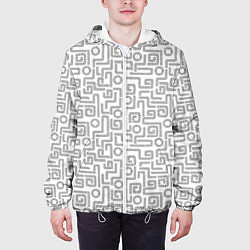 Куртка с капюшоном мужская Геометрический лабиринт, цвет: 3D-белый — фото 2