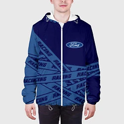 Куртка с капюшоном мужская Форд - Racing Полосы, цвет: 3D-белый — фото 2