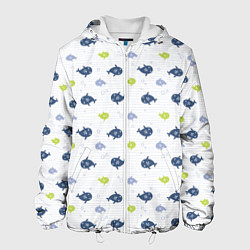 Куртка с капюшоном мужская Рыбы, цвет: 3D-белый