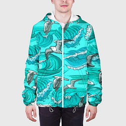 Куртка с капюшоном мужская Чайки в море, цвет: 3D-белый — фото 2