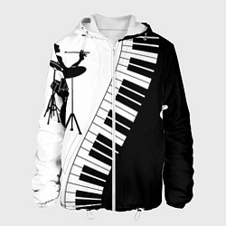 Куртка с капюшоном мужская Черно Белое пианино, цвет: 3D-белый