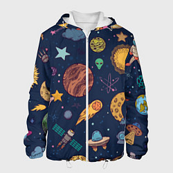 Куртка с капюшоном мужская Космический мир, цвет: 3D-белый