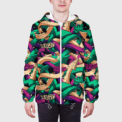 Куртка с капюшоном мужская Граффити стрелы, цвет: 3D-белый — фото 2