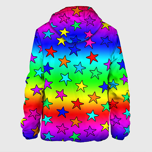 Мужская куртка Радужные звезды / 3D-Черный – фото 2
