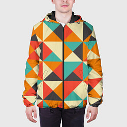 Куртка с капюшоном мужская Треугольники, цвет: 3D-черный — фото 2