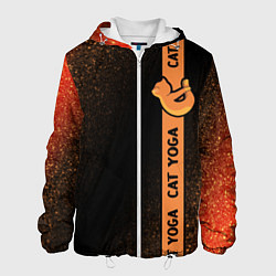 Куртка с капюшоном мужская Йога Кошка - Шум Лента, цвет: 3D-белый