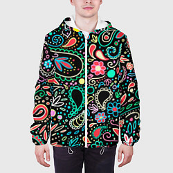 Куртка с капюшоном мужская Славянские узоры в новом цвете, цвет: 3D-белый — фото 2