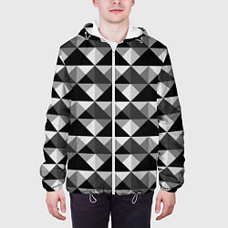 Куртка с капюшоном мужская Современный геометрический, цвет: 3D-белый — фото 2
