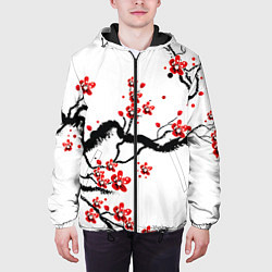 Куртка с капюшоном мужская САКУРА ЦВЕТЁТ И БЛАГАУХАЕТ, цвет: 3D-черный — фото 2