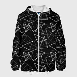 Куртка с капюшоном мужская Черно-белый геометрический, цвет: 3D-белый