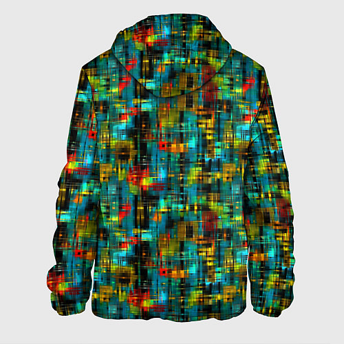 Мужская куртка Разноцветные штрихи на бирюзе / 3D-Черный – фото 2