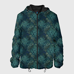 Куртка с капюшоном мужская Синий абстрактный узор, цвет: 3D-черный