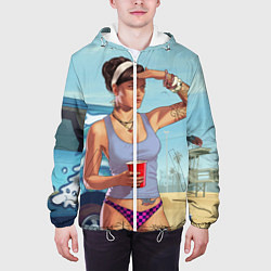 Куртка с капюшоном мужская Girl with coffee, цвет: 3D-белый — фото 2