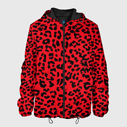 Куртка с капюшоном мужская Леопард Красный, цвет: 3D-черный