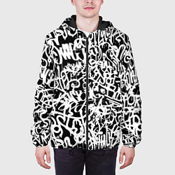 Куртка с капюшоном мужская Graffiti white on black, цвет: 3D-черный — фото 2