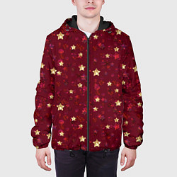 Куртка с капюшоном мужская Россыпи золотых звезд, цвет: 3D-черный — фото 2