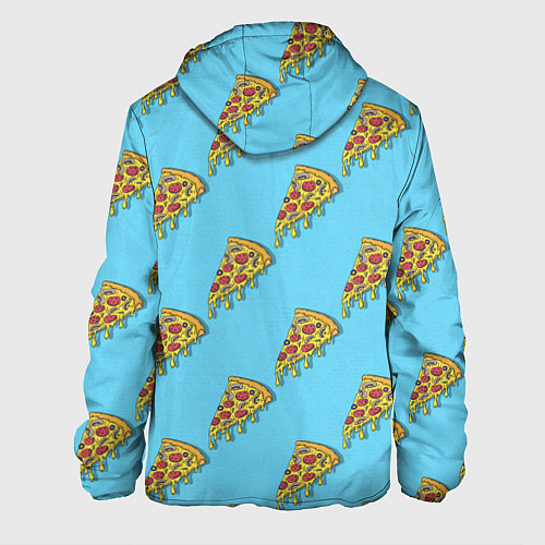 Мужская куртка Пицца паттерн на голубом / 3D-Черный – фото 2