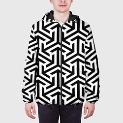 Куртка с капюшоном мужская Геометрия Фигур черно - белая, цвет: 3D-черный — фото 2