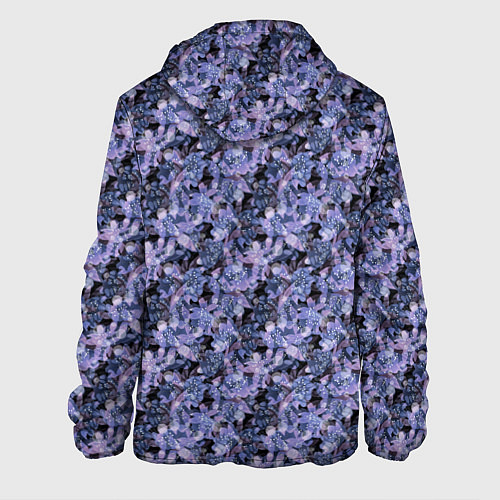 Мужская куртка Сине-фиолетовый цветочный узор / 3D-Черный – фото 2