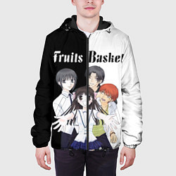 Куртка с капюшоном мужская Корзинка фруктов персонажи, цвет: 3D-черный — фото 2