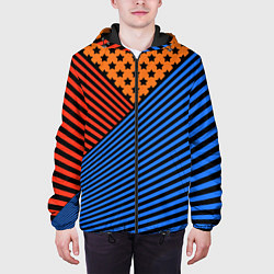 Куртка с капюшоном мужская Комбинированный полосатый узор, цвет: 3D-черный — фото 2