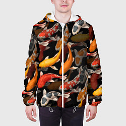 Куртка с капюшоном мужская Карпы кои Японские карпы, цвет: 3D-белый — фото 2